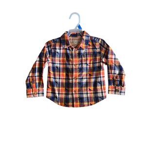 Infant Boy’s Plaid Woven Dinosaur Shirt 24M – Long Sleeve, NWOT Wonder Nation